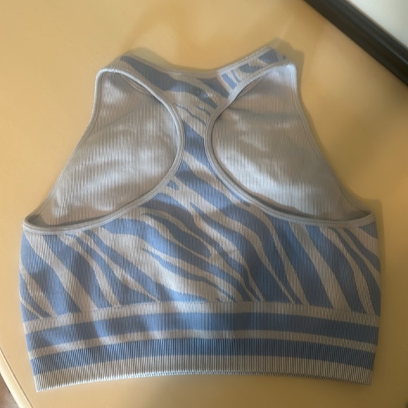 Spiritual Gangster Zebra Blue High Neck Jacquard Sports Bra Size m/L - Picture 2 of 3